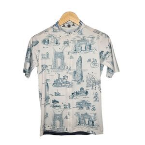 OSTROY NYC Monuments Women's Cycling Jersey XL Toile De Jouy Print Full Zip Rare